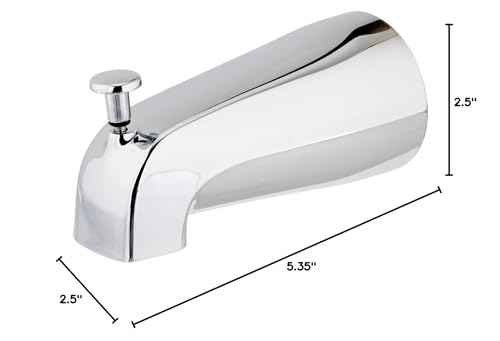 EZ-FLO 5-3/8 Inch Zinc Bath Tub Diverter Spout, 1/2 Inch IPS Pipe, Chrome, 15083