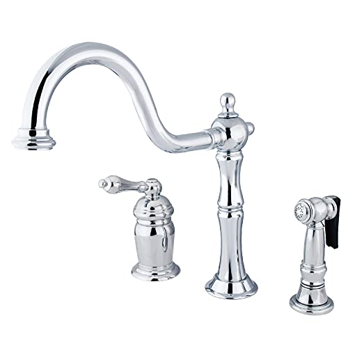 Kingston Brass KS1811ALBS Heritage Widespread Kitchen Faucet, Polished Chrome, 11 x 9.63 x 2.5