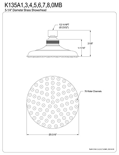 Kingston Brass K135A8 Victorian Shower Head, 5-1/2-Inch, Brushed Nickel