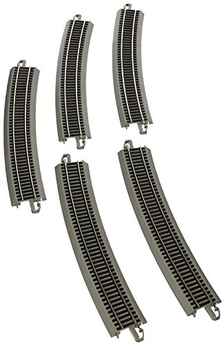 Bachmann Trains - Snap-Fit E-Z TRACK 35.50” RADIUS 18 DEGREE CURVED TRACK (5/card) - NICKEL SILVER Rail With Gray Roadbed - HO Scale , Grey