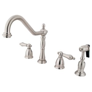 kingston brass kb1798albs heritage 8-inch centerset kitchen faucet, brushed nickel