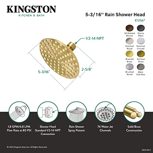 Kingston Brass K135A8 Victorian Shower Head, 5-1/2-Inch, Brushed Nickel