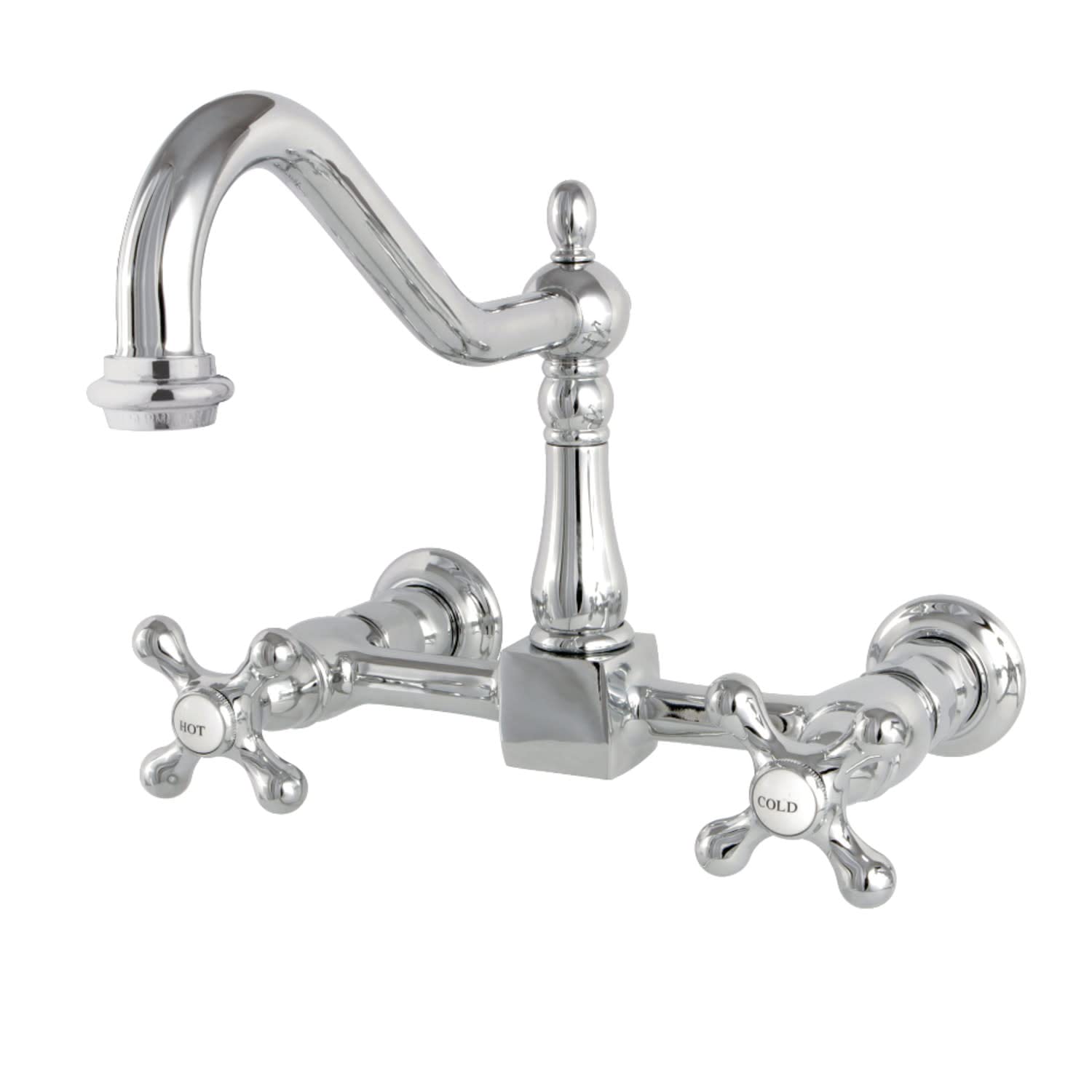 Kingston Brass KS1241AX Heritage Bridge Kitchen Faucet, 8-1/2", Polished Chrome