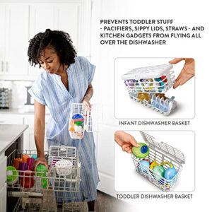 Prince Lionheart Made in USA High Capacity 2-in-1 Dishwasher Basket for Toddlers & Infants Bottle Parts & Accessories | Fits all Dishwashers | 100% Recycled Plastic