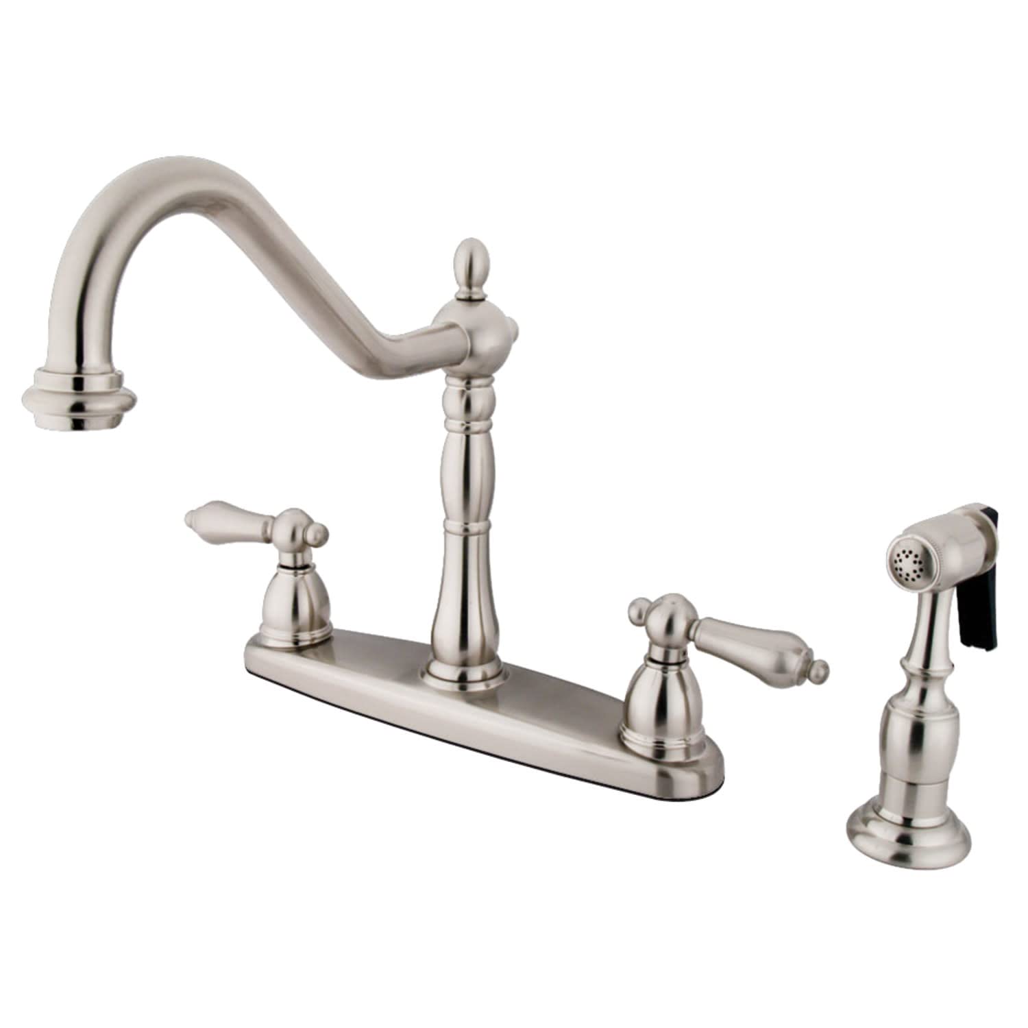 Kingston Brass KB1758ALBS Heritage 8-Inch Centerset Kitchen Faucet, Brushed Nickel