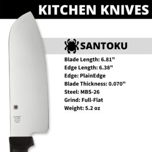 Spyderco Santoku Kitchen Knife with 6.8" MBS-26 Stainless Steel Blade with Durable Black Polypropylene Handle - PlainEdge - K08PBK