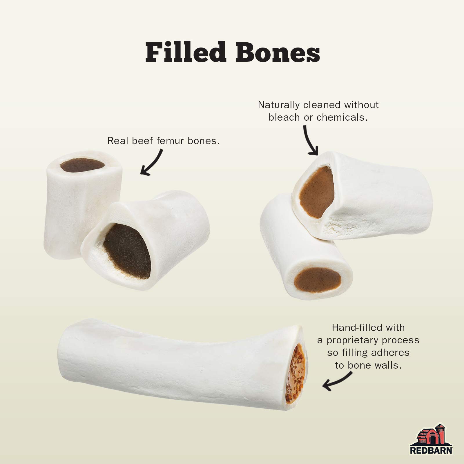 Redbarn Filled Dog Bones (Peanut Butter, Cheese N' Bacon, Beef), Natural Long-Lasting Dental Treats; Suitable for Aggressive Chewers. (Lamb, Large (6") - 1 Bone)