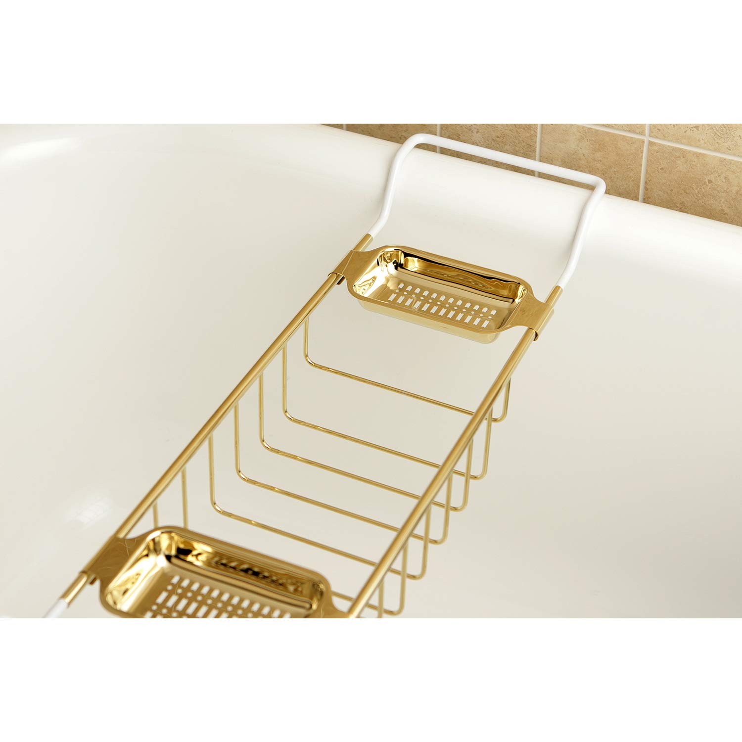 Kingston Brass CC2152 Vintage Bathtub Caddy Tray, 26" to 33" Adjustable Length, Polished Brass