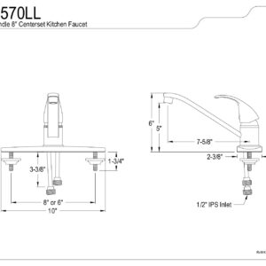 Kingston Brass KB6570LL Legacy 8" Centerset Kitchen Faucet, 8-Inch, Polished Chrome