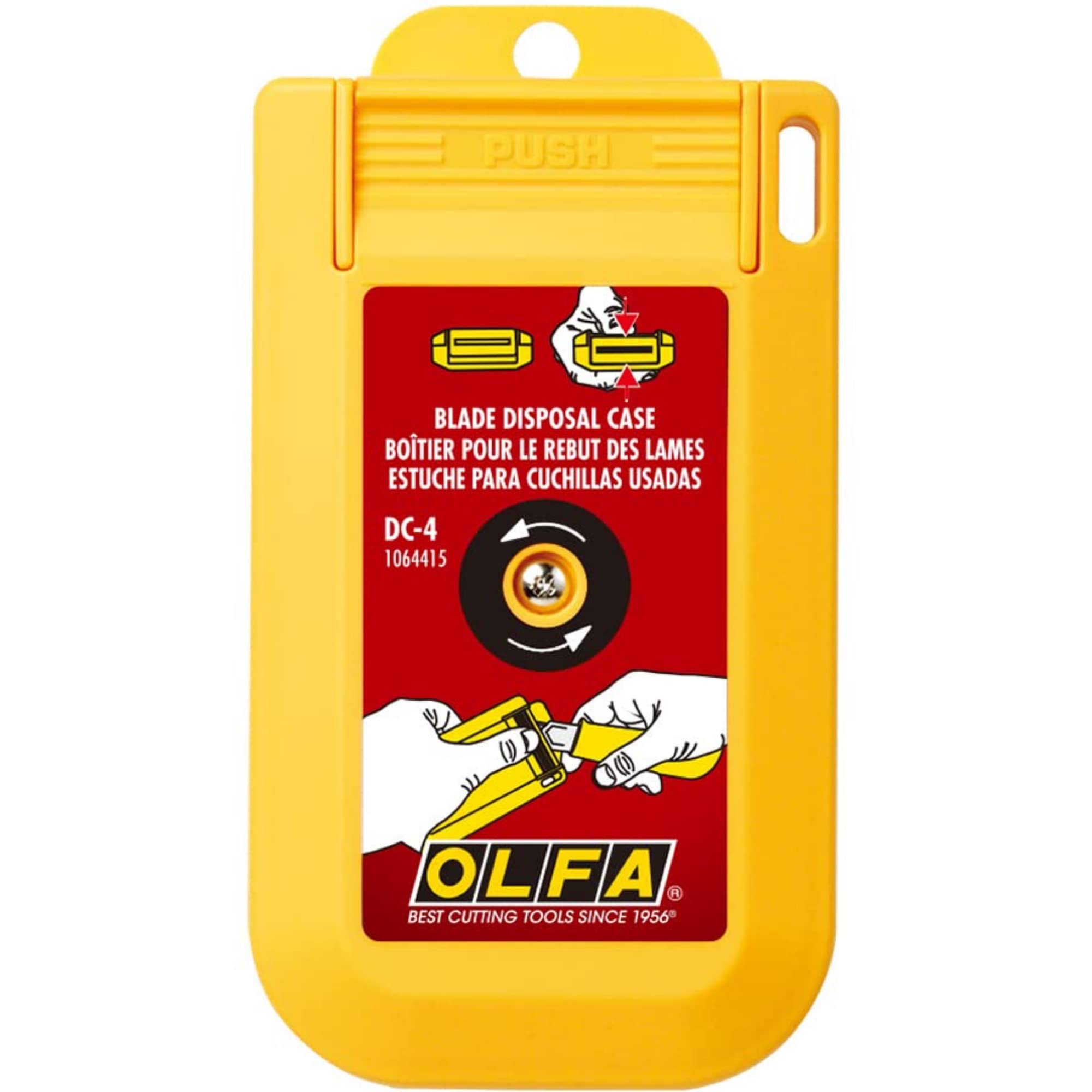 OLFA Mountable Blade Disposal Can (DC-4) - Blade Bank Container w/Mounting Hole Quickly & Safely Disposes & Stores Snap-Off Utility Knife Blades, Perfect for Construction, Warehouses, Work Sites