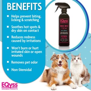 EQyss Micro-Tek Pet Itch Relief Spray - Soothes Dry Irritated Skin, Stops Itching, Scratching, Biting, Licking Hot Spots - for all Cats & Dogs (16 oz)