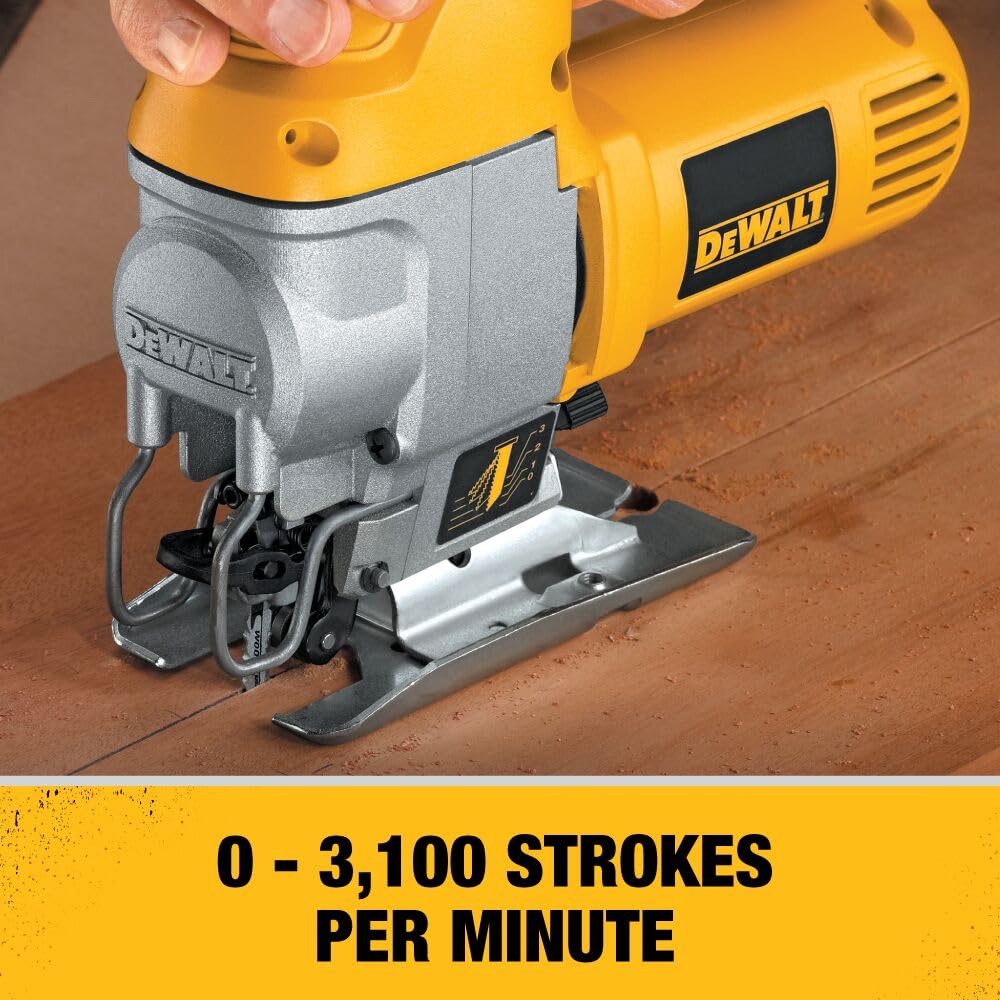 DEWALT Jig Saw, Top Handle, 5.5-Amp, Corded (DW317K), Yellow