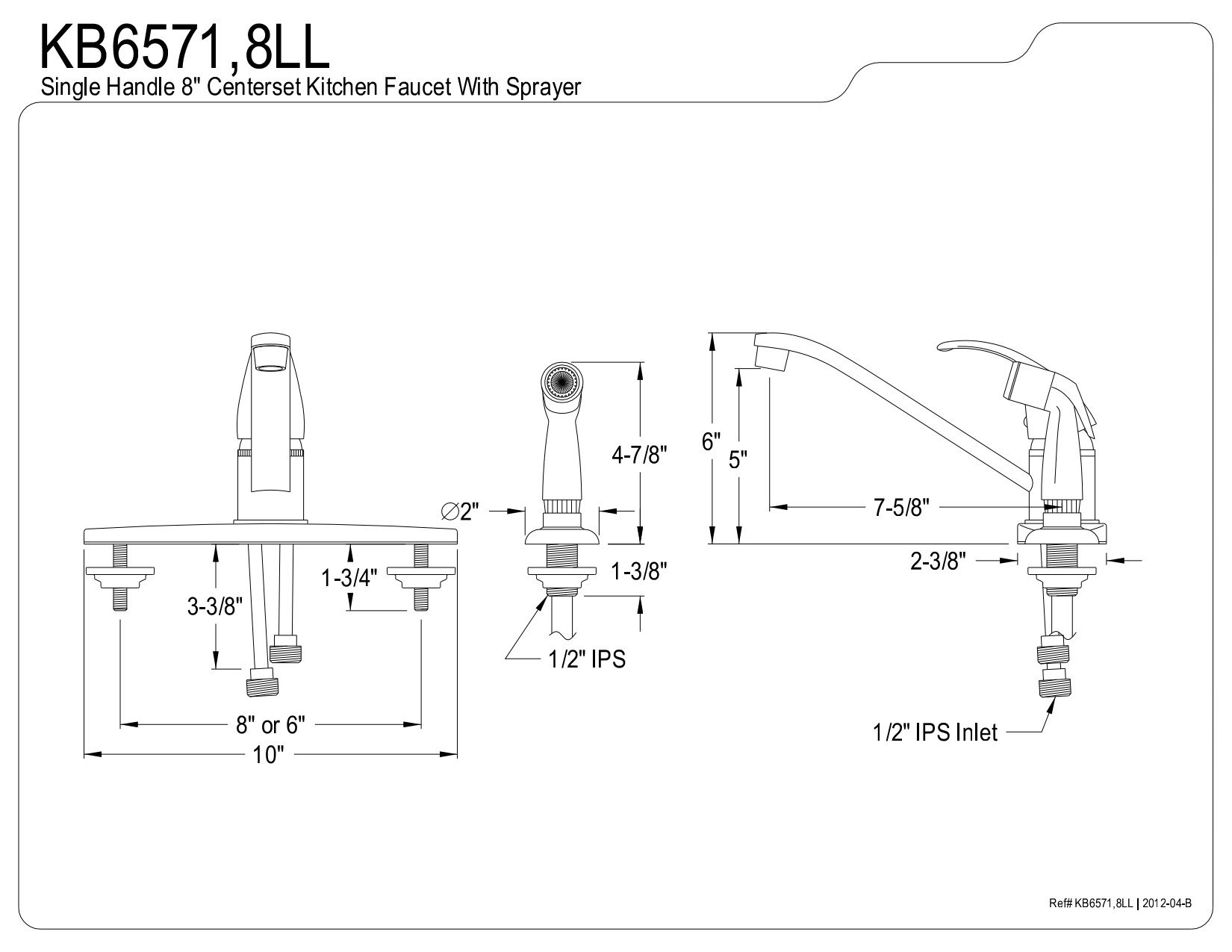 Kingston Brass KB6578LL Legacy 8" Centerset Kitchen Faucet, Brushed Nickel