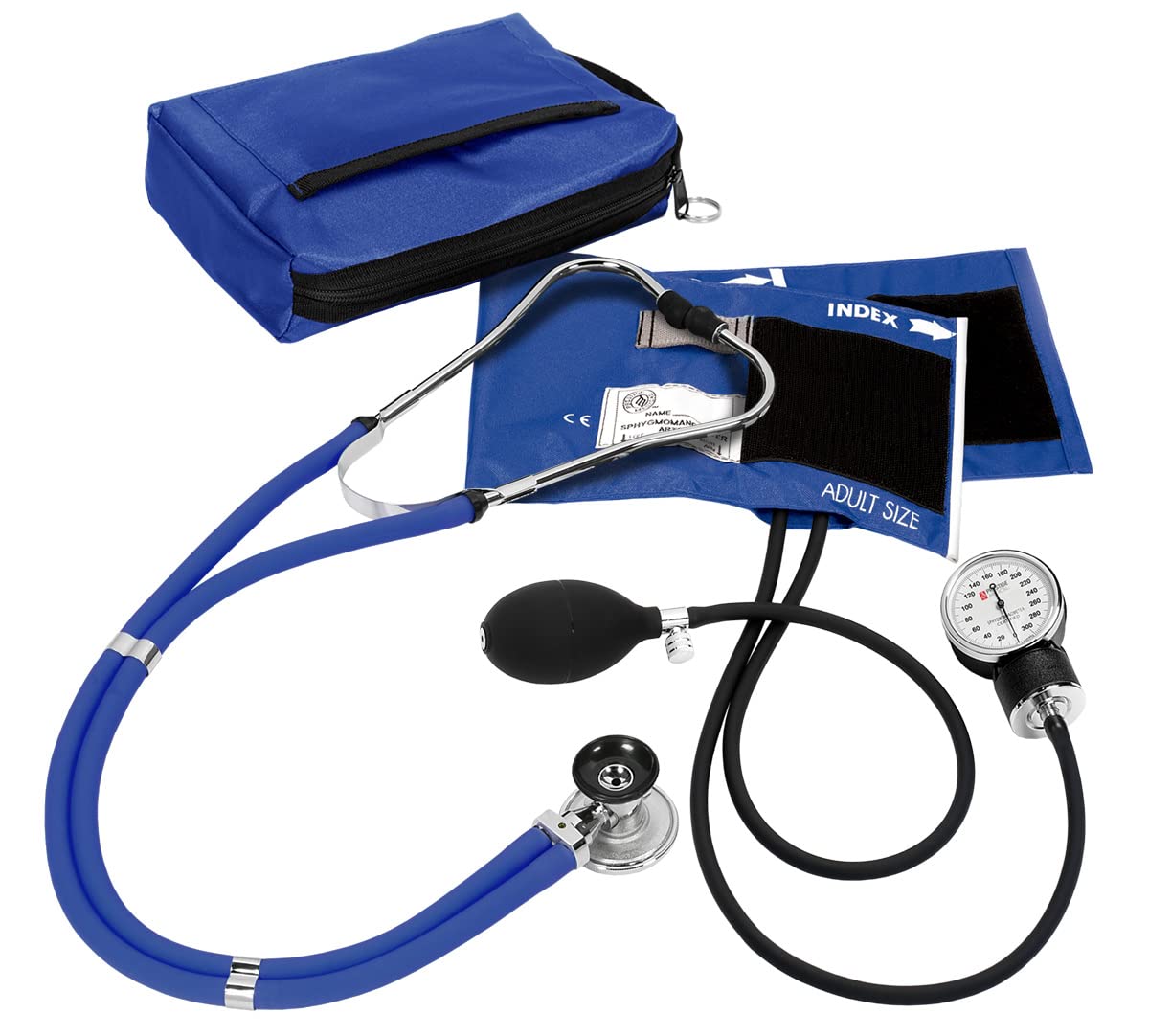 Prestige Sphygmomanometer and Stethoscope Kit with Matching Royal Blue Carrying Case