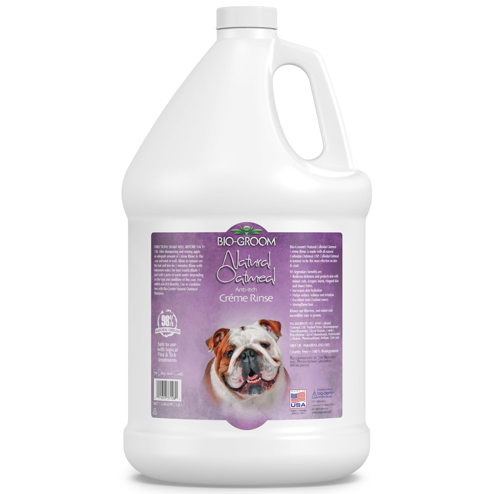 Bio-Groom Oatmeal Dog Conditioner – for Allergies and Itching, Cruelty-Free, Dog Bathing Supplies, Puppy Conditioner for Sensitive Skin, Made in USA, Anti-Itch Dog Products – 1 Gallon