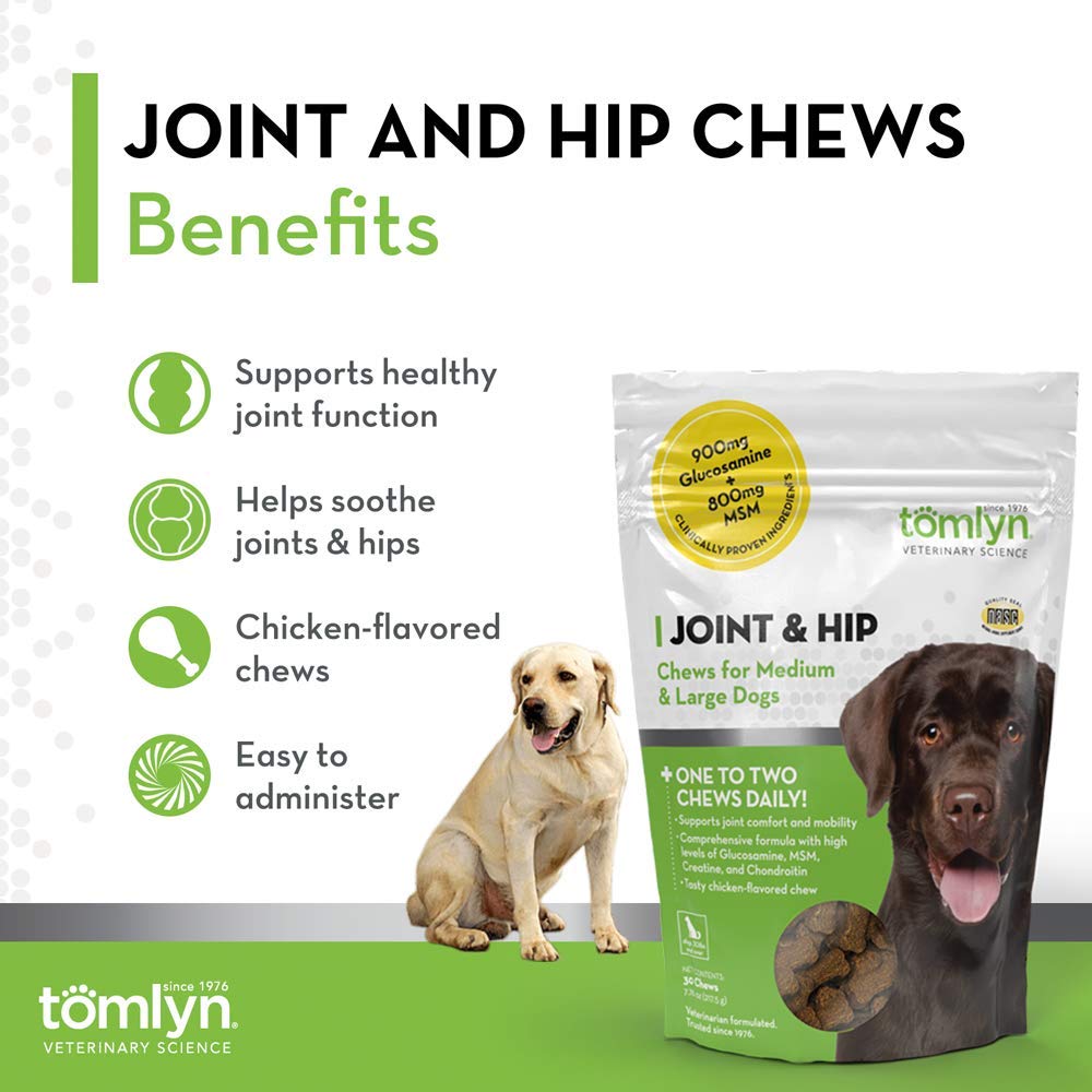 Tomlyn Joint & Hip Chews for Medium & Large Dogs, 30ct