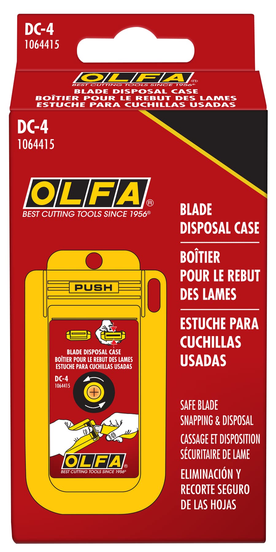 OLFA Mountable Blade Disposal Can (DC-4) - Blade Bank Container w/Mounting Hole Quickly & Safely Disposes & Stores Snap-Off Utility Knife Blades, Perfect for Construction, Warehouses, Work Sites