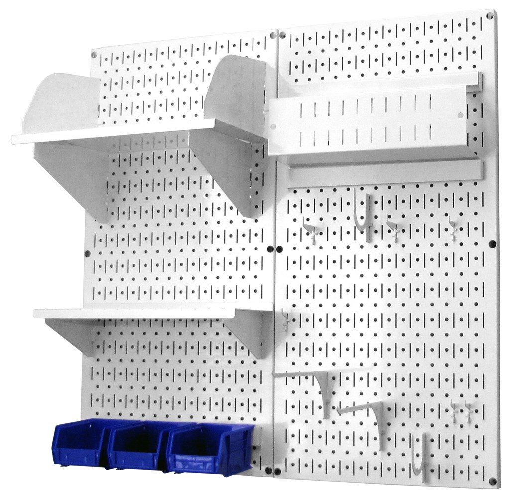 Wall Control Pegboard Hobby Craft Pegboard Organizer Storage Kit with White Pegboard and White Accessories