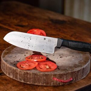 Spyderco Santoku Kitchen Knife with 6.8" MBS-26 Stainless Steel Blade with Durable Black Polypropylene Handle - PlainEdge - K08PBK