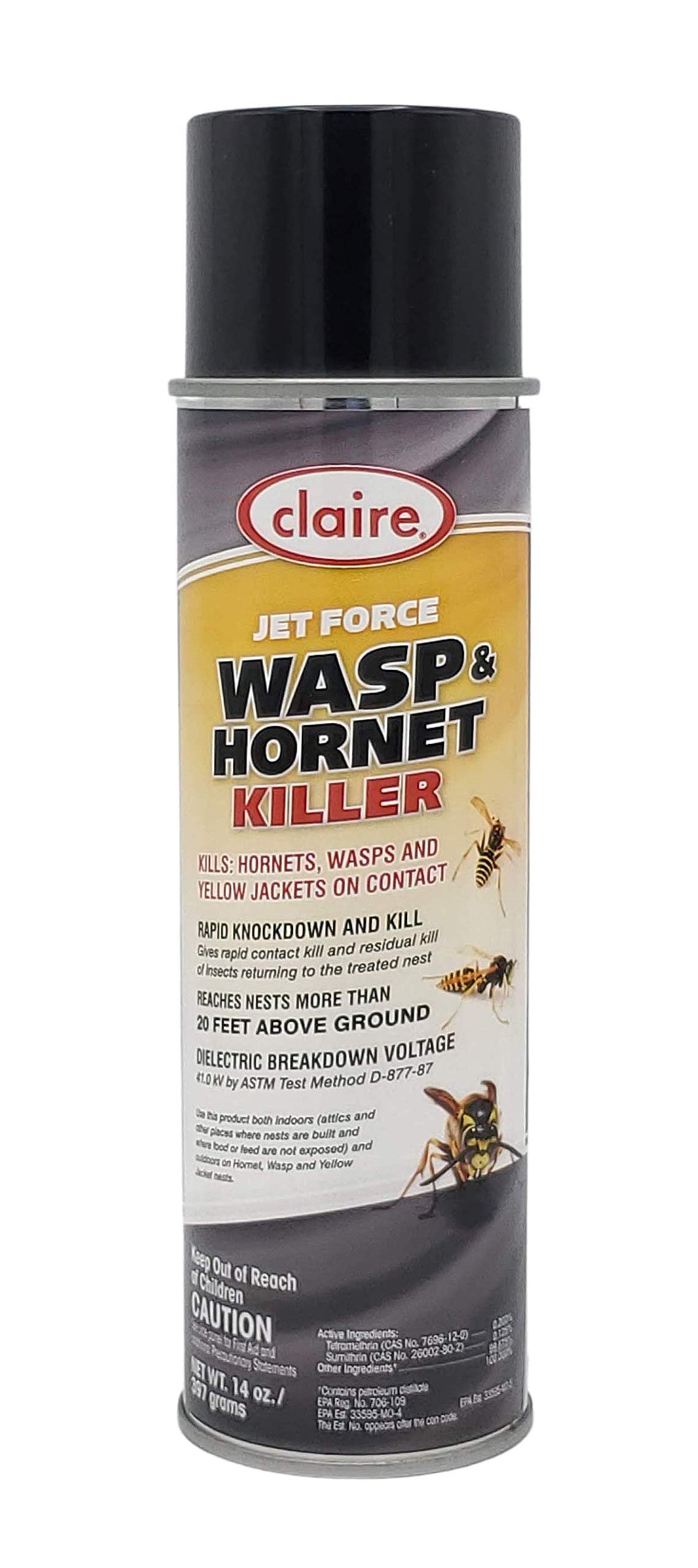 Claire CL005-1pk Jet Force Wasp & Hornet Killer; 20 oz. can, 1 Count, yellow & gray