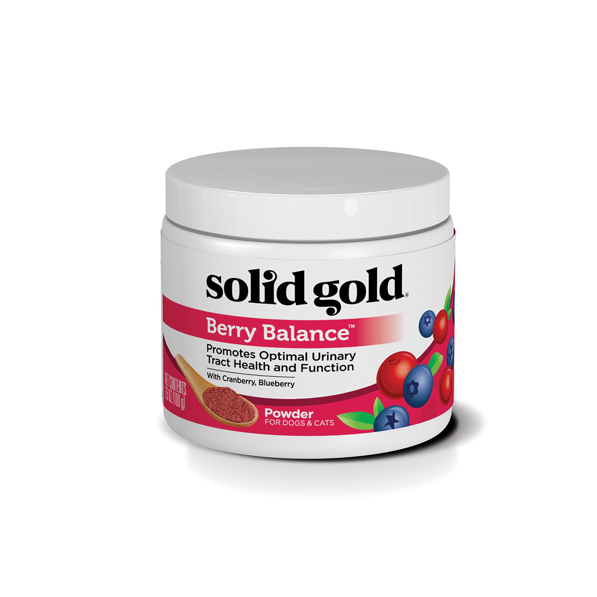 Solid Gold Cranberry Supplement for Dogs & Cats for Urinary Tract Health - Berry Balance UTI + Bladder + Kidney Support for Cats and Dogs with Antioxidants - Cranberry Powder - 3.5 oz