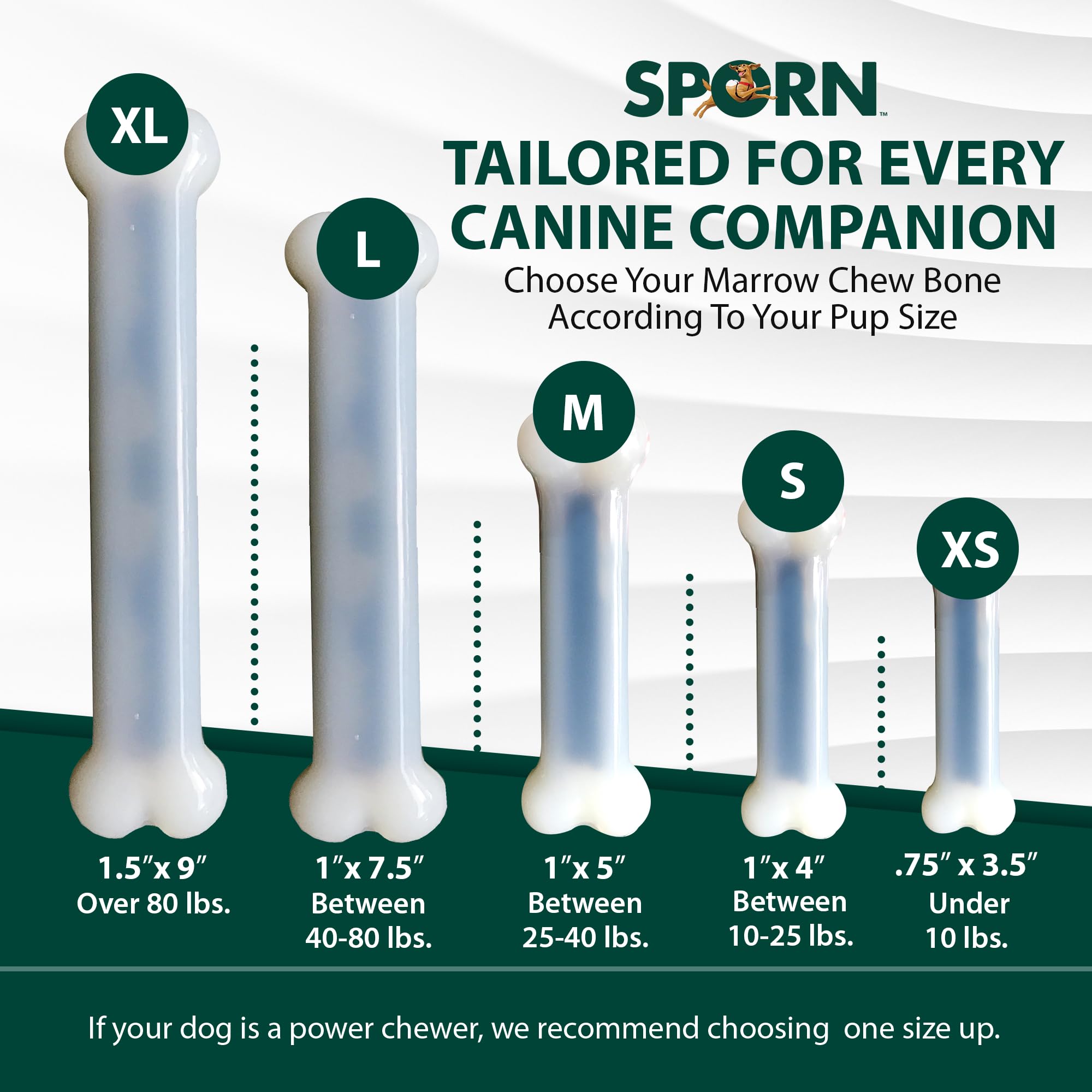 Sporn Durable Marrow Dog Chew Bones for Aggressive Chewers, Jerky Flavor Dog Chew Toys for Medium Dogs, Made with Strong Nylon Dog Dental Chew Toy, Gluten-Free & Non-Toxic, Medium