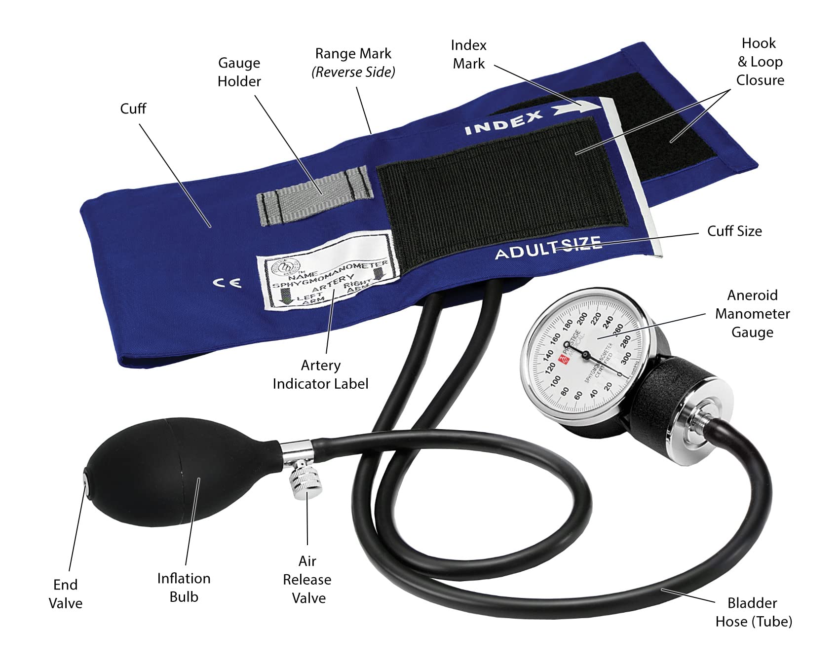 Prestige Sphygmomanometer and Stethoscope Kit with Matching Royal Blue Carrying Case