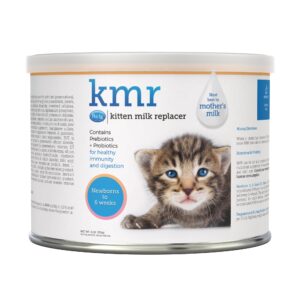 pet-ag kmr kitten milk replacer powder - 6 oz - powdered kitten formula with prebiotics, probiotics & vitamins for kittens newborn to six weeks old - easy to digest