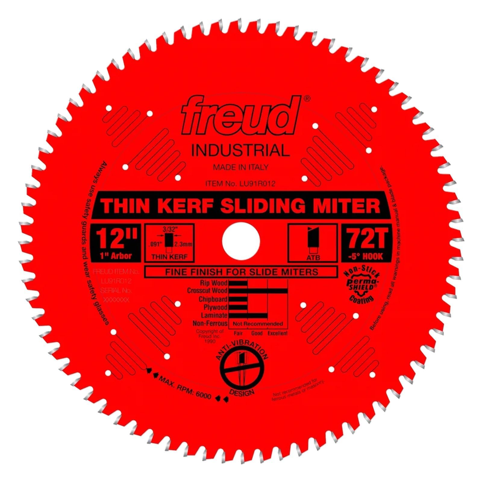 Freud LU91R012: 12" Thin Kerf Sliding Compound Miter Saw Blade