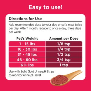 Solid Gold Cranberry Supplement for Dogs & Cats for Urinary Tract Health - Berry Balance UTI + Bladder + Kidney Support for Cats and Dogs with Antioxidants - Cranberry Powder - 3.5 oz