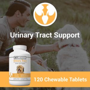 Vet Classics Urinary Tract Dog Supplement- Urinary Tract Support for Dogs, Pet Incontinence- Cranberry Dog Supplements- Chewable Tablets 120 Ct.