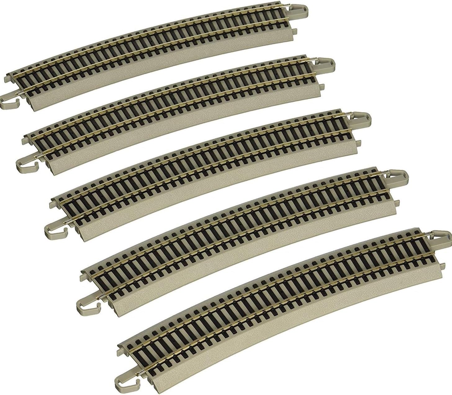 Bachmann Trains - Snap-Fit E-Z TRACK 28” RADIUS 18 DEGREE CURVED TRACK (5/card) - NICKEL SILVER Rail With Gray Roadbed - HO Scale