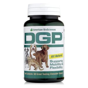 american biosciences dgp, all-natural joint supplement for dogs - joint support with turmeric, boswellia extract & more - quick effect for immediate mobility support - 60 chewable pet tablets