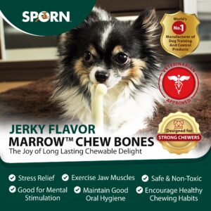 Sporn Durable Marrow Dog Chew Bones for Aggressive Chewers, Jerky Flavor Dog Chew Toys for Medium Dogs, Made with Strong Nylon Dog Dental Chew Toy, Gluten-Free & Non-Toxic, Medium