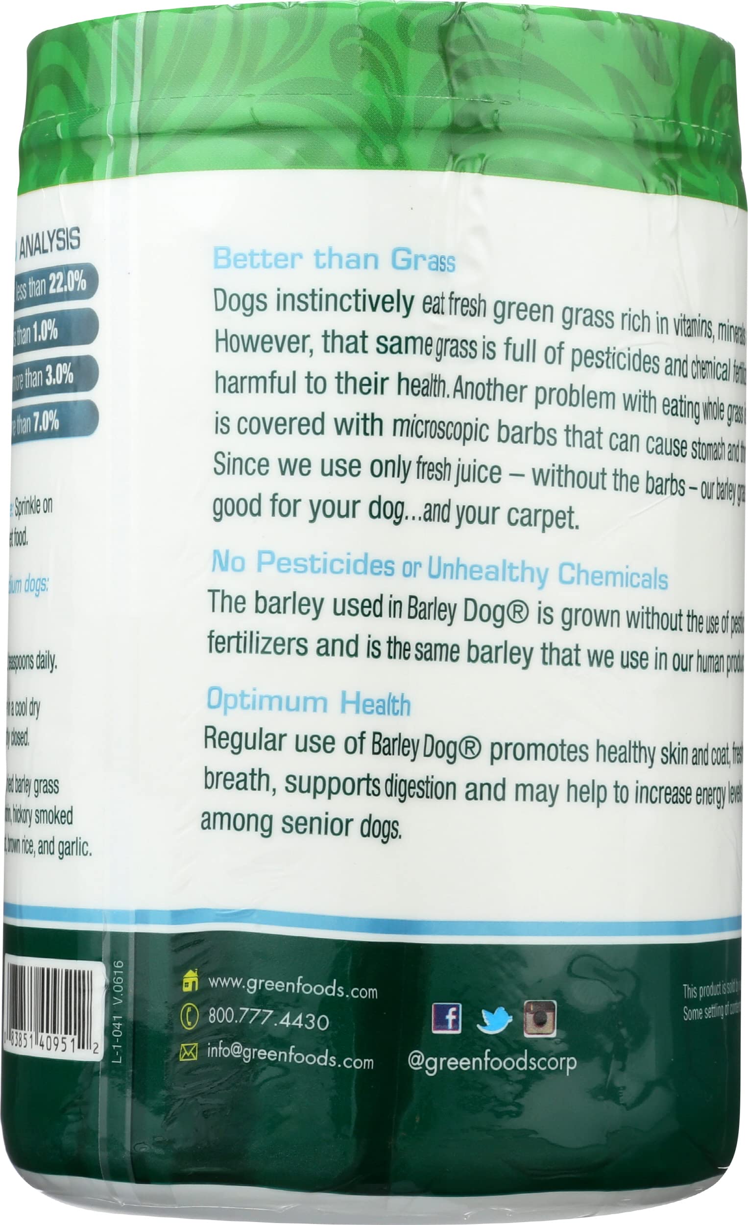 Green Foods Corporation Barley Dog Canine Formula, 11oz