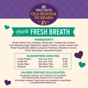 Old Mother Hubbard by Wellness Mother's Solutions Minty Fresh Breath Natural Dog Treats, Crunchy Oven-Baked Biscuits, Ideal for Training, 20 ounce bag