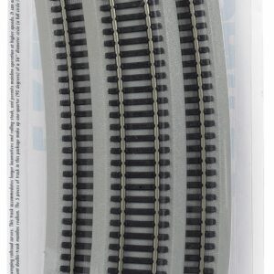 Bachmann Trains - Snap-Fit E-Z TRACK 28” RADIUS 18 DEGREE CURVED TRACK (5/card) - NICKEL SILVER Rail With Gray Roadbed - HO Scale