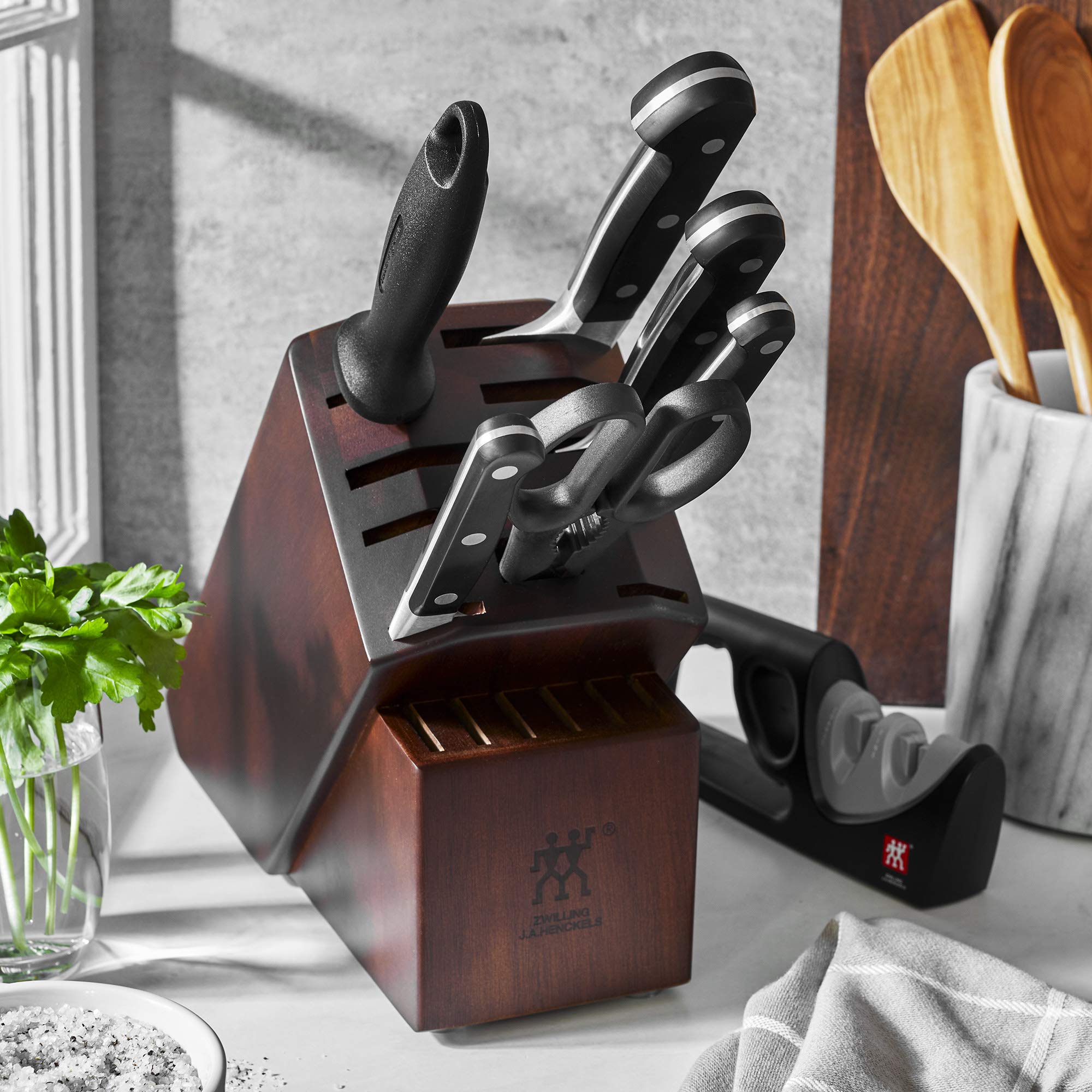 ZWILLING Pro 7-pc Knife Block Set with Bonus Sharpener