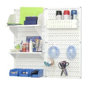 wall control pegboard hobby craft pegboard organizer storage kit with white pegboard and white accessories