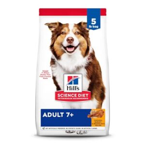 hill's science diet senior 7+ chicken meal, barley & brown rice recipe dry dog food, 5 lbs.