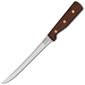 chicago cutlery 7-1/2-inch kitchen knife with sharp high carbon stainless steel blade for slicing, professional fillet knife with ergonomic walnut tradition handle