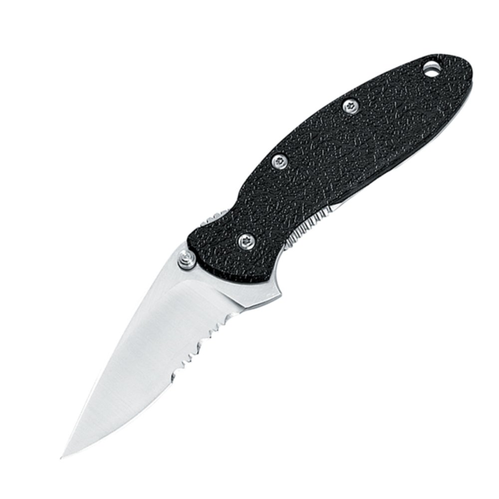 Kershaw Scallion Serrated Pocket Knife, 2.25” Stainless Steel Blade with Assisted Opening, Glass-Filled Nylon Handle with Single-Position Pocketclip, Small Folding Knife