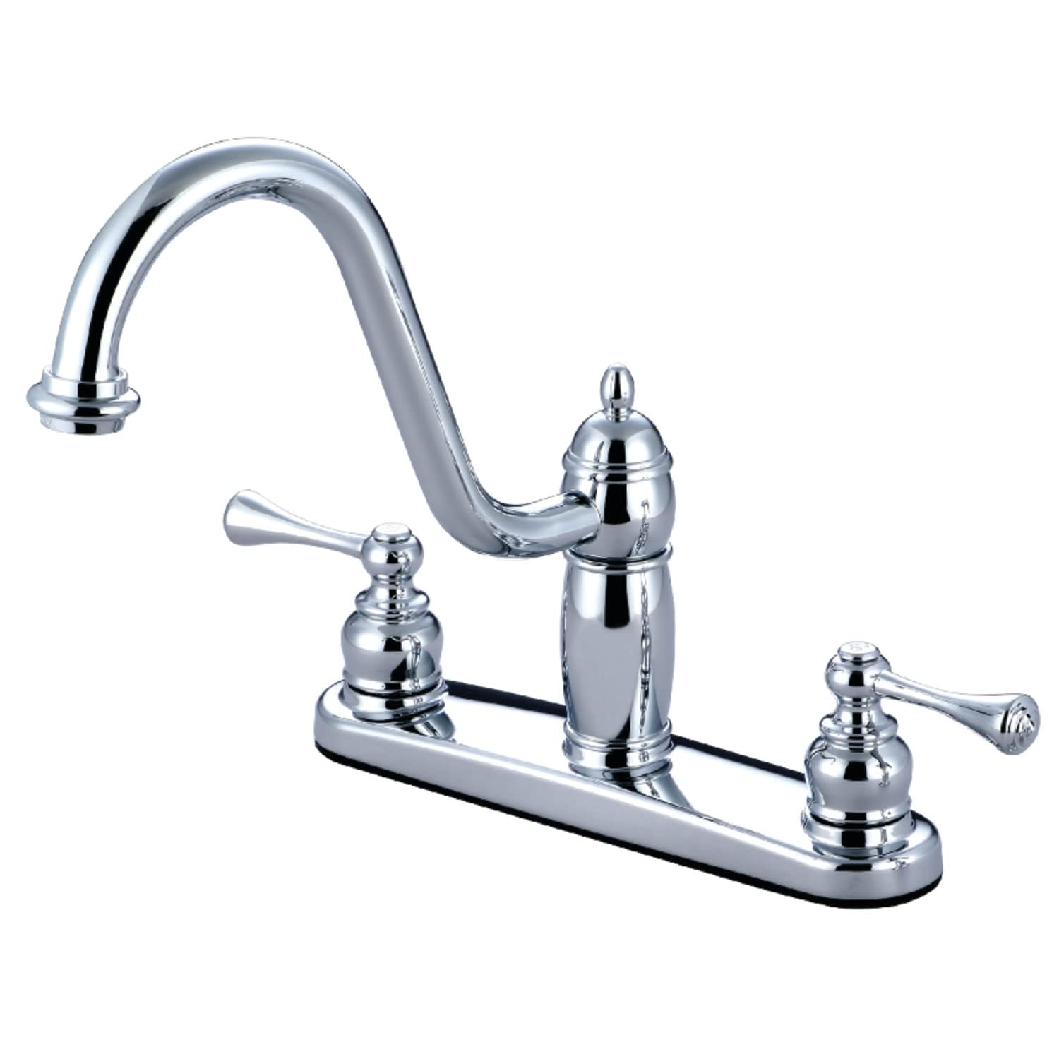 Kingston Brass KB1111BLLS Heritage 8" Twin Lever Handle Kitchen Faucet Without Sprayer, Polished Chrome