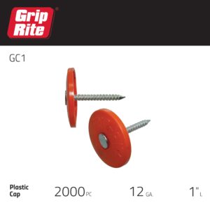 Grip Rite GC1 1-Inch Round Plastic Cap, 2,000 Count