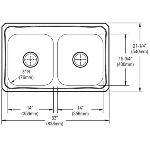 Elkay Celebrity CR33213 Equal Double Bowl Top Mount Stainless Steel Sink