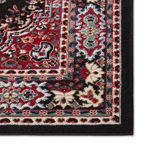 Home Dynamix Premium Sakarya Traditional Medallion Border Area Rug, Black, 7'8"x10'7" Rectangle