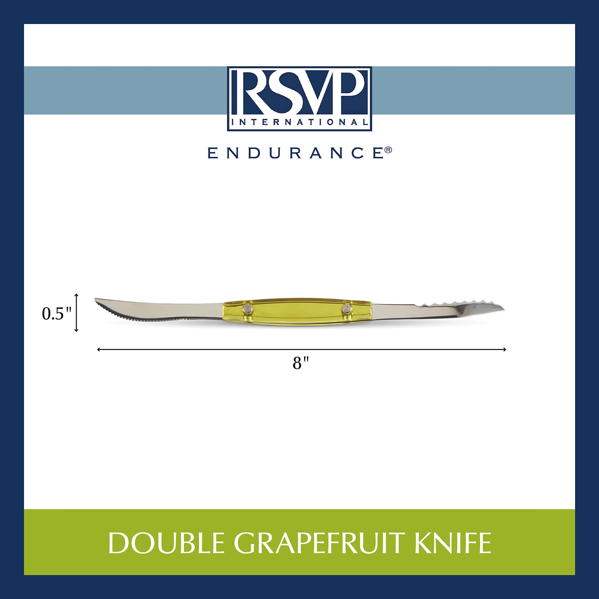 RSVP International Endurance Grapefruit Tool Collection Stainless Steel, Dishwasher Safe, Double Knife