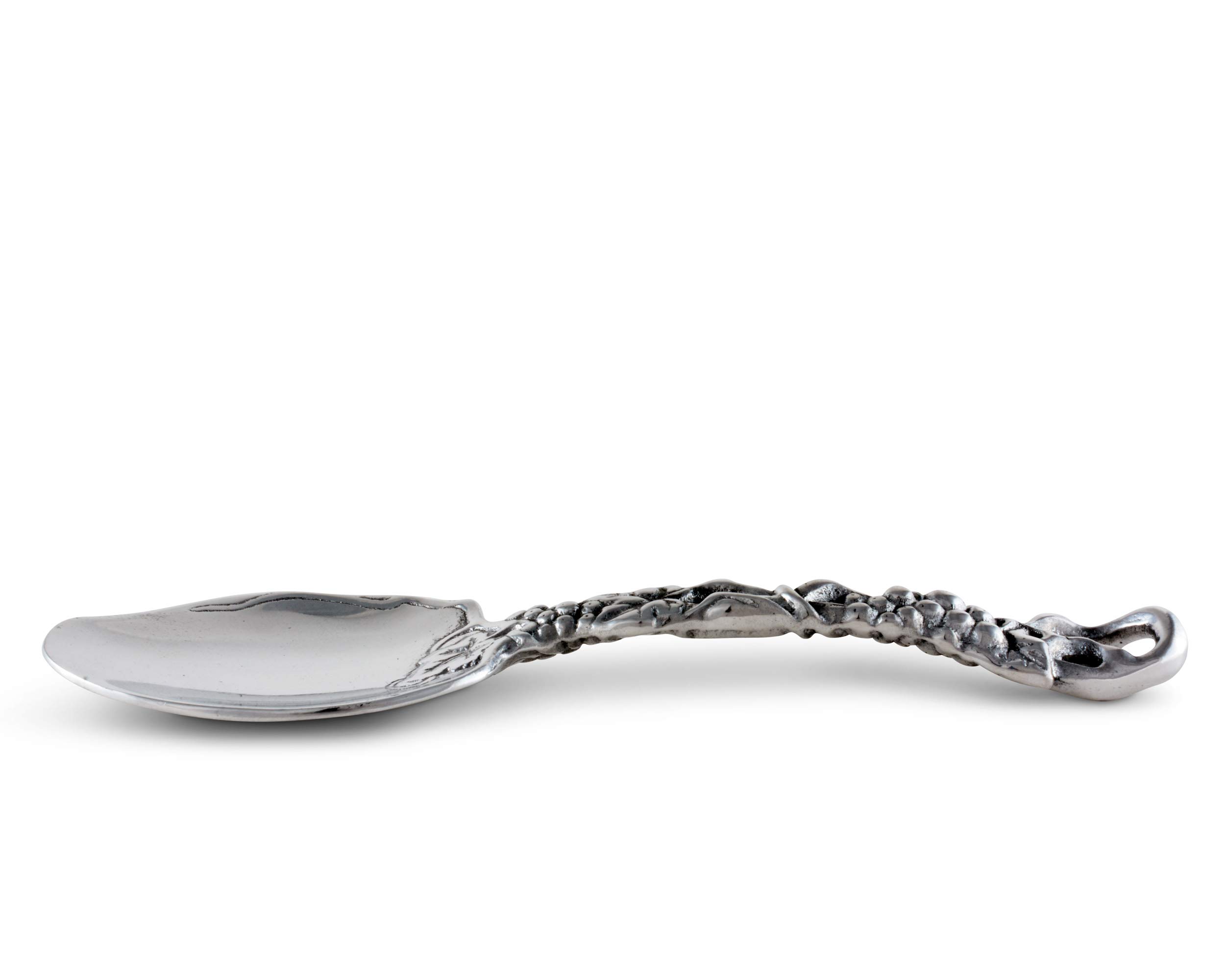 Arthur Court Designs Metal Buffet Serving Spoon in Grape Pattern Sand Casted in Aluminum with Artisan Quality Hand Polished Designer Tarnish-Free 11.5 inch Long