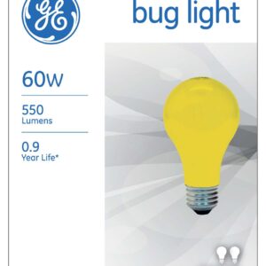 GE 97495 Bug Lite A19 Bulb, 60-Watt, 2-Pack