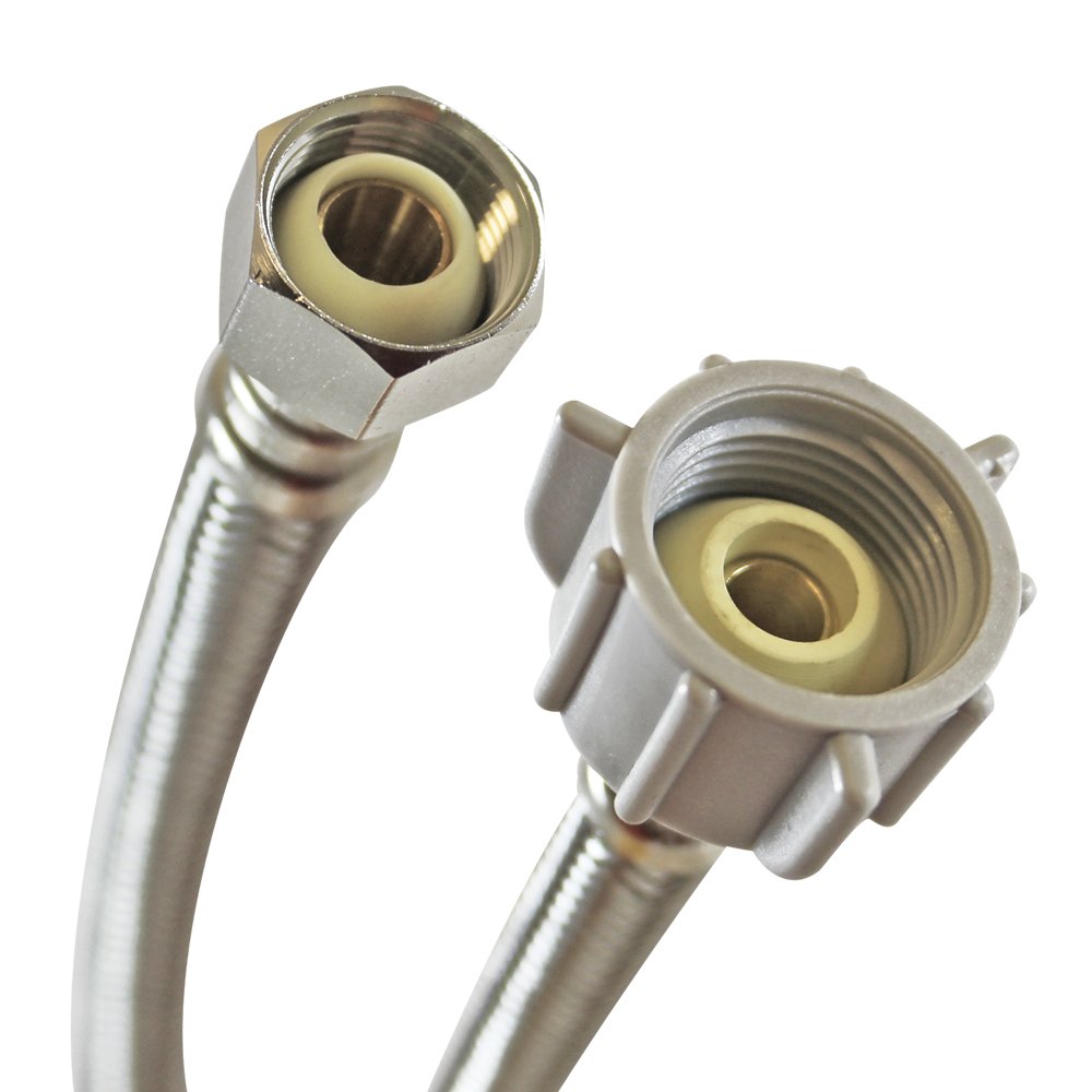 Fluidmaster B3T12 Toilet Connector, Braided Stainless Steel - 1/2 Female Compression Thread x 7/8 Ballcock Thread, 12-Inch Length